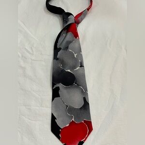Balmain 100% silk, handmade, red, black, gray white tie